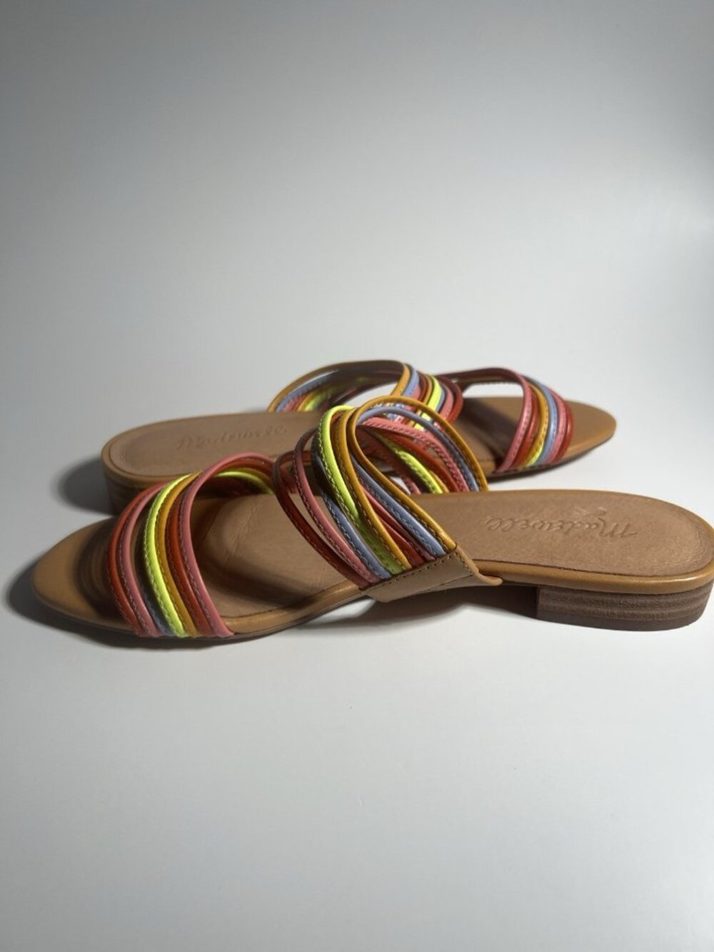 Madewell Meg Slide Micro Strap Leather Sandals Rainbow Women’s Size 6.5 - Picture 12 of 14